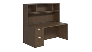 Stand-Alone Desks with Hutch PBD Furniture Desk 71in W x 24in D with 2 Drawer Pedestal and Open Hutch