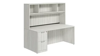 Stand-Alone Desks with Hutch PBD Furniture Desk 66in W x 30in D with 2 Drawer Pedestal and Open Hutch