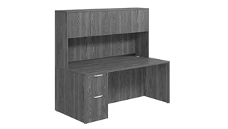 Stand-Alone Desks with Hutch PBD Furniture Desk 71in W x 24in D with 2 Drawer Pedestal and Wood Hutch with 4 Doors