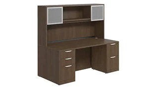 Stand-Alone Desks with Hutch PBD Furniture Desk 66in W x 30in D with 2 and 3 Drawer Pedestals