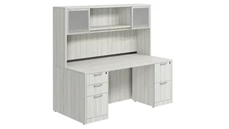 Stand-Alone Desks with Hutch PBD Furniture Desk 71in W x 36in D with 2 and 3 Drawer Pedestals