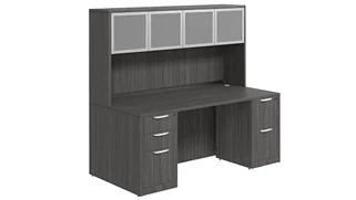 Stand-Alone Desks with Hutch PBD Furniture Desk 71in W x 36in D with Double Pedestal and Hutch with 4 Glass Doors