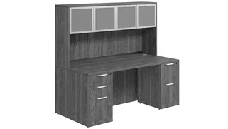 Stand-Alone Desks with Hutch PBD Furniture Desk 66in W x 24in D with Double Pedestal and Hutch with 4 Glass Doors