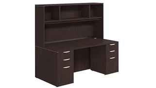 Stand-Alone Desks with Hutch PBD Furniture Desk 60in W x 24in D with Double 3 Drawer Pedestals and Open Hutch
