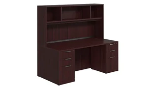 Stand-Alone Desks with Hutch PBD Furniture Desk 66in W x 24in D with Double 3 Drawer Pedestals and Open Hutch