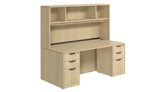 Stand-Alone Desks with Hutch PBD Furniture Desk 71in W x 24in D with Double 3 Drawer Pedestals and Open Hutch