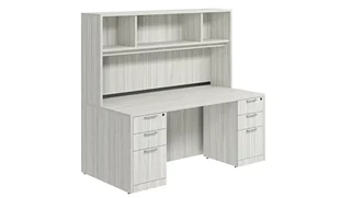 Stand-Alone Desks with Hutch PBD Furniture Desk 71in W x 30in D with Double 3 Drawer Pedestals and Open Hutch