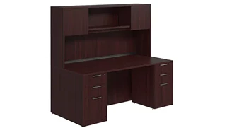Stand-Alone Desks with Hutch PBD Furniture Desk 66in W x 30in D with Double 3 Drawer Pedestals and Wood Hutch with 2 Doors