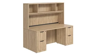 Stand-Alone Desks with Hutch PBD Furniture Desk 71in W x 24in D with Double 2 Drawer Pedestals and Open Hutch