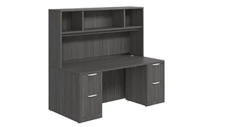 Stand-Alone Desks with Hutch PBD Furniture Desk 66in W x 30in D with Double 2 Drawer Pedestals and Open Hutch