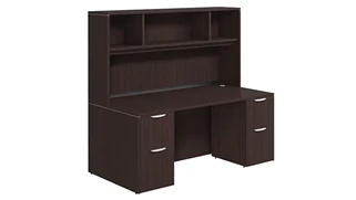 Stand-Alone Desks with Hutch PBD Furniture Desk 71in W x 30in D with Double 2 Drawer Pedestals and Open Hutch