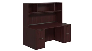 Stand-Alone Desks with Hutch PBD Furniture Desk 71in W x 36in D with Double 2 Drawer Pedestals and Open Hutch