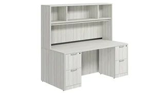 Stand-Alone Desks with Hutch PBD Furniture Desk 60in W x 24in D with Double 2 Drawer Pedestals and Open Hutch