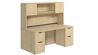 Stand-Alone Desks with Hutch PBD Furniture Desk 60in W x 24in D with Double 2 Drawer Pedestals and Hutch