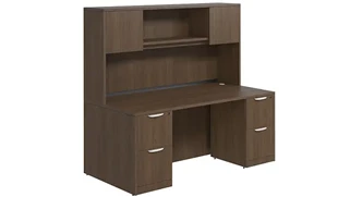 Stand-Alone Desks with Hutch PBD Furniture Desk 66in W x 24in D with Double 2 Drawer Pedestals and Hutch