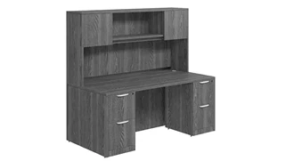 Stand-Alone Desks with Hutch PBD Furniture Desk 71in W x 24in D with Double 2 Drawer Pedestals and Hutch