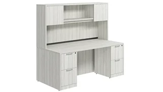 Stand-Alone Desks with Hutch PBD Furniture Desk 60in W x 30in D with Double 2 Drawer Pedestals and Hutch