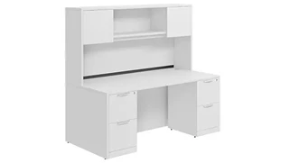 Stand-Alone Desks with Hutch PBD Furniture Desk 66in W x 30in D with Double 2 Drawer Pedestals and Hutch