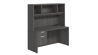Stand-Alone Desks with Hutch PBD Furniture Desk 60in W x 24in D with 1 Hanging Pedestal and Open Hutch