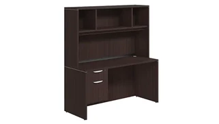 Stand-Alone Desks with Hutch PBD Furniture Desk 66in W x 24in D with 1 Hanging Pedestal and Open Hutch