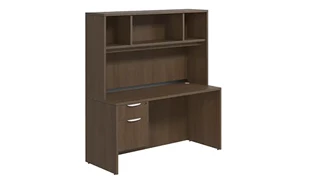 Stand-Alone Desks with Hutch PBD Furniture Desk 66in W x 30in D with 1 Hanging Pedestal and Open Hutch