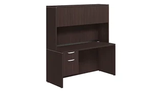 Stand-Alone Desks with Hutch PBD Furniture Desk 60in W x 24in D with Hanging Pedestal and Wood Hutch with 4 Doors