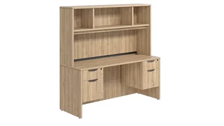 Stand-Alone Desks with Hutch PBD Furniture Desk 60in W x 30in D with Double Hanging Pedestals and Open Hutch