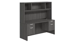 Stand-Alone Desks with Hutch PBD Furniture Desk 71in W x 30in D with Double Hanging Pedestals and Open Hutch