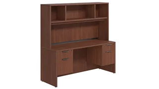 Stand-Alone Desks with Hutch PBD Furniture Desk 66in W x 30in D with Double Hanging Pedestals and Open Hutch