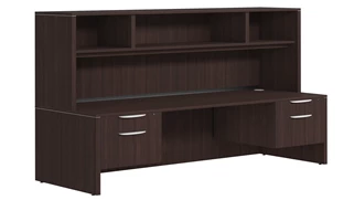 Stand-Alone Desks with Hutch PBD Furniture Desk 71in W x 36in D with Double Hanging Pedestals and Open Hutch