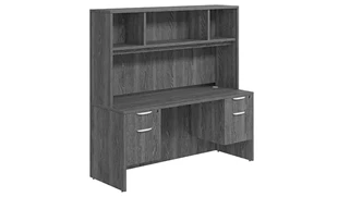 Stand-Alone Desks with Hutch PBD Furniture Desk 60in W x 24in D with Double Hanging Pedestals and Open Hutch