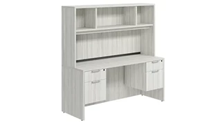 Stand-Alone Desks with Hutch PBD Furniture Desk 66in W x 24in D with Double Hanging Pedestals and Open Hutch