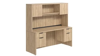 Stand-Alone Desks with Hutch PBD Furniture Desk 71in W x 36in D with Double Hanging Pedestals and Hutch