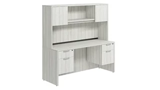 Stand-Alone Desks with Hutch PBD Furniture Desk 66in W x 30in D with Double Hanging Pedestals and Hutch