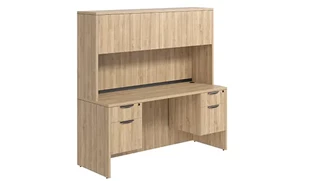Stand-Alone Desks with Hutch PBD Furniture Desk 71in W x 24in D with Double Hanging Pedestals and Wood Hutch with 4 Doors
