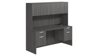 Stand-Alone Desks with Hutch PBD Furniture Desk 66in W x 30in D with Double Hanging Pedestals and Wood Hutch with 4 Doors