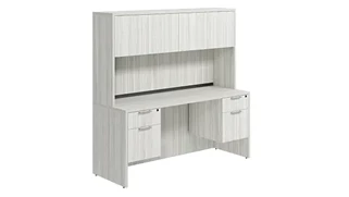 Stand-Alone Desks with Hutch PBD Furniture Desk 60in W x 24in D with Double Hanging Pedestals and Wood Hutch with 4 Doors