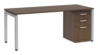 Stand-Alone Single Pedestal Desks PBD Furniture Desk 48in W x 24in D with 3 Drawer Mobile Pedestal