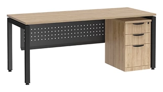 Stand-Alone Single Pedestal Desks PBD Furniture Desk 66in W x 30in D with 3 Drawer Mobile Pedestal and Modesty Panel