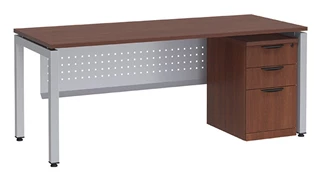 Stand-Alone Single Pedestal Desks PBD Furniture Desk 72in W x 30in D with 3 Drawer Mobile Pedestal and Modesty Panel