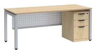 Stand-Alone Single Pedestal Desks PBD Furniture Desk 48in W x 24in D with 3 Drawer Mobile Pedestal and Modesty Panel