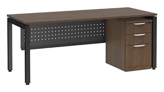 Stand-Alone Single Pedestal Desks PBD Furniture Desk 60in W x 24in D with 3 Drawer Mobile Pedestal and Modesty Panel