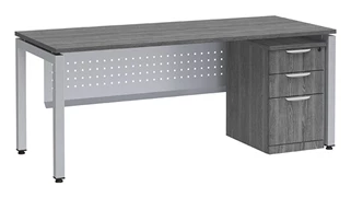 Stand-Alone Single Pedestal Desks PBD Furniture Desk 72in W x 24in D with 3 Drawer Mobile Pedestal and Modesty Panel