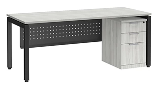 Stand-Alone Single Pedestal Desks PBD Furniture Desk 48in W x 30in D with 3 Drawer Mobile Pedestal and Modesty Panel