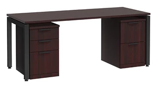 Stand-Alone Double Pedestal Desks PBD Furniture Desk 60in W x 24in D with 2 and 3 Drawer Mobile Pedestals