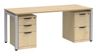 Stand-Alone Double Pedestal Desks PBD Furniture Desk 72in W x 24in D with 2 and 3 Drawer Mobile Pedestals