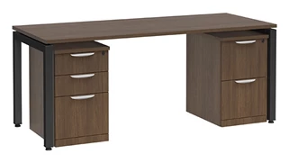 Stand-Alone Double Pedestal Desks PBD Furniture Desk 60in W x 30in D with 2 and 3 Drawer Mobile Pedestals