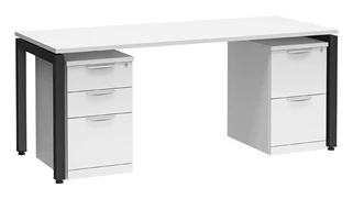 Stand-Alone Double Pedestal Desks PBD Furniture Desk 72in W x 36in D with 2 and 3 Drawer Mobile Pedestals