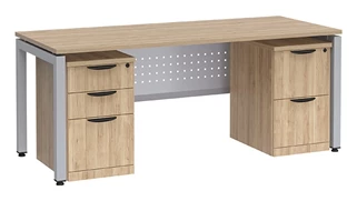 Stand-Alone Double Pedestal Desks PBD Furniture Desk 60in W x 24in D with 2 Mobile Pedestals and Modesty Panel
