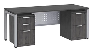 Stand-Alone Double Pedestal Desks PBD Furniture Desk 60in W x 30in D with 2 Mobile Pedestals and Modesty Panel